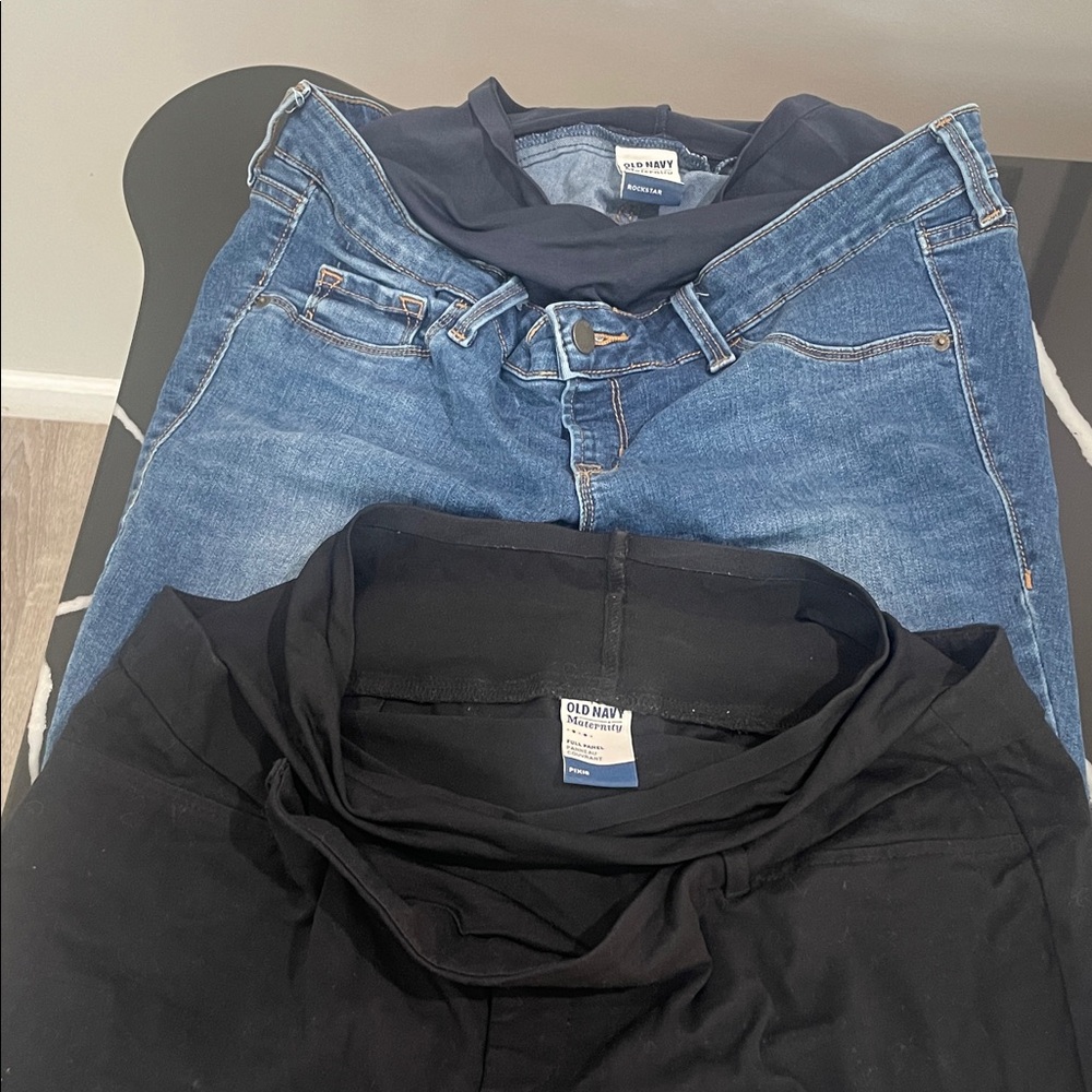 Old Navy Classic Blue Slim Maternity Jeans Lot of 2